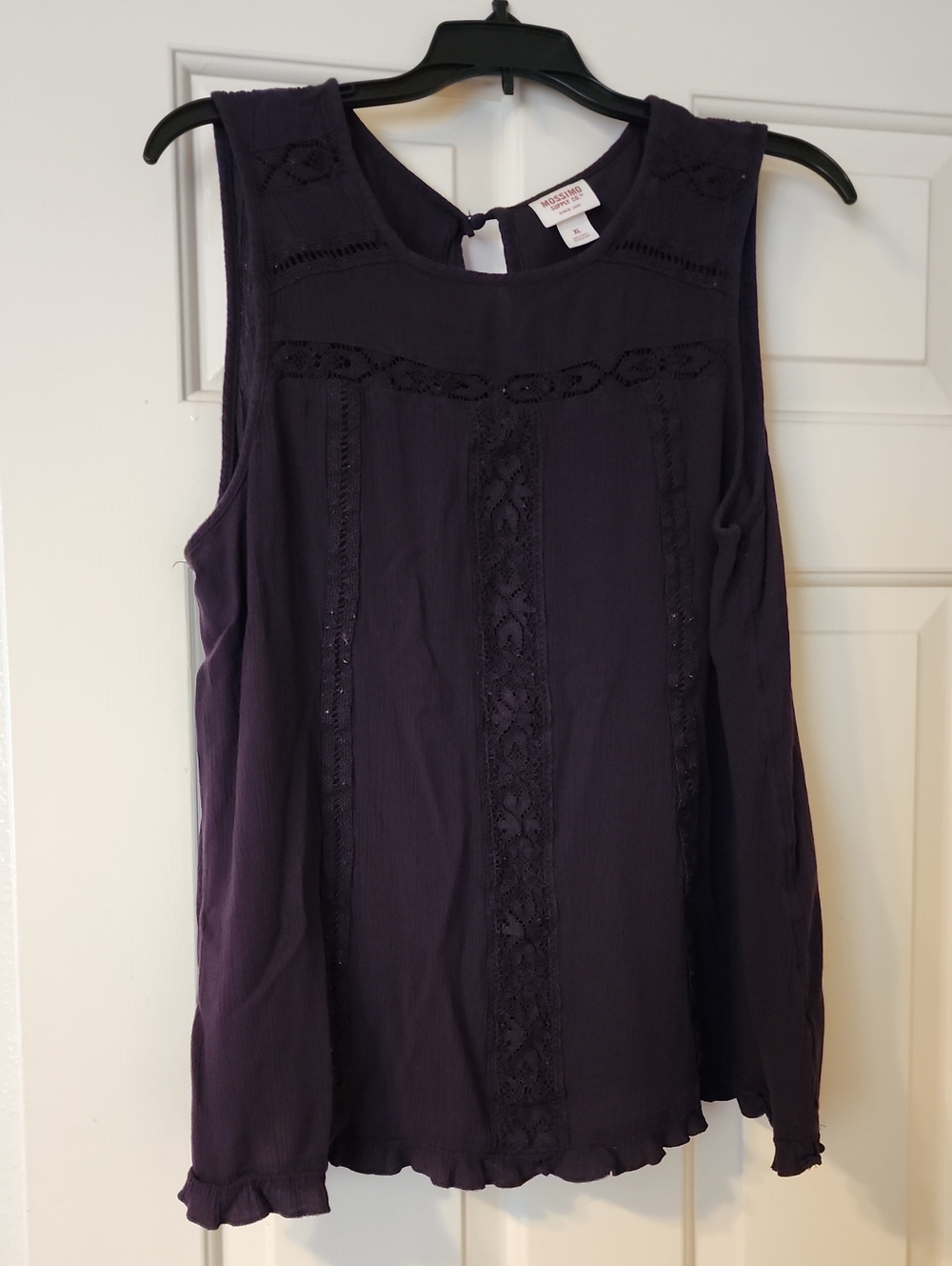 Mossimo Supply Co. Deep Purple Crochet-Trim Sleeveless Tank